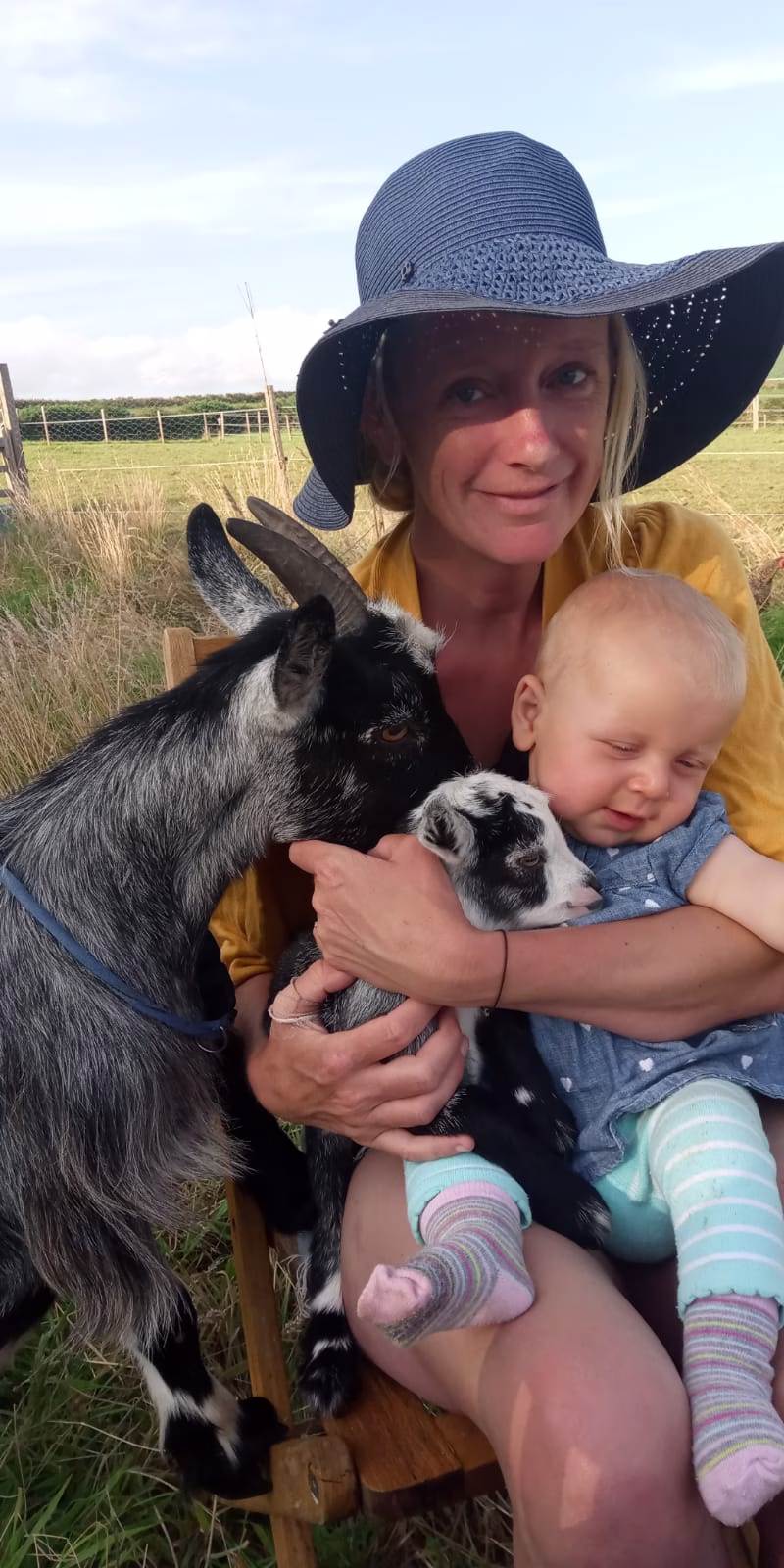 Dr Elizabeth Adey with her Pygmy Goats in Cornwall