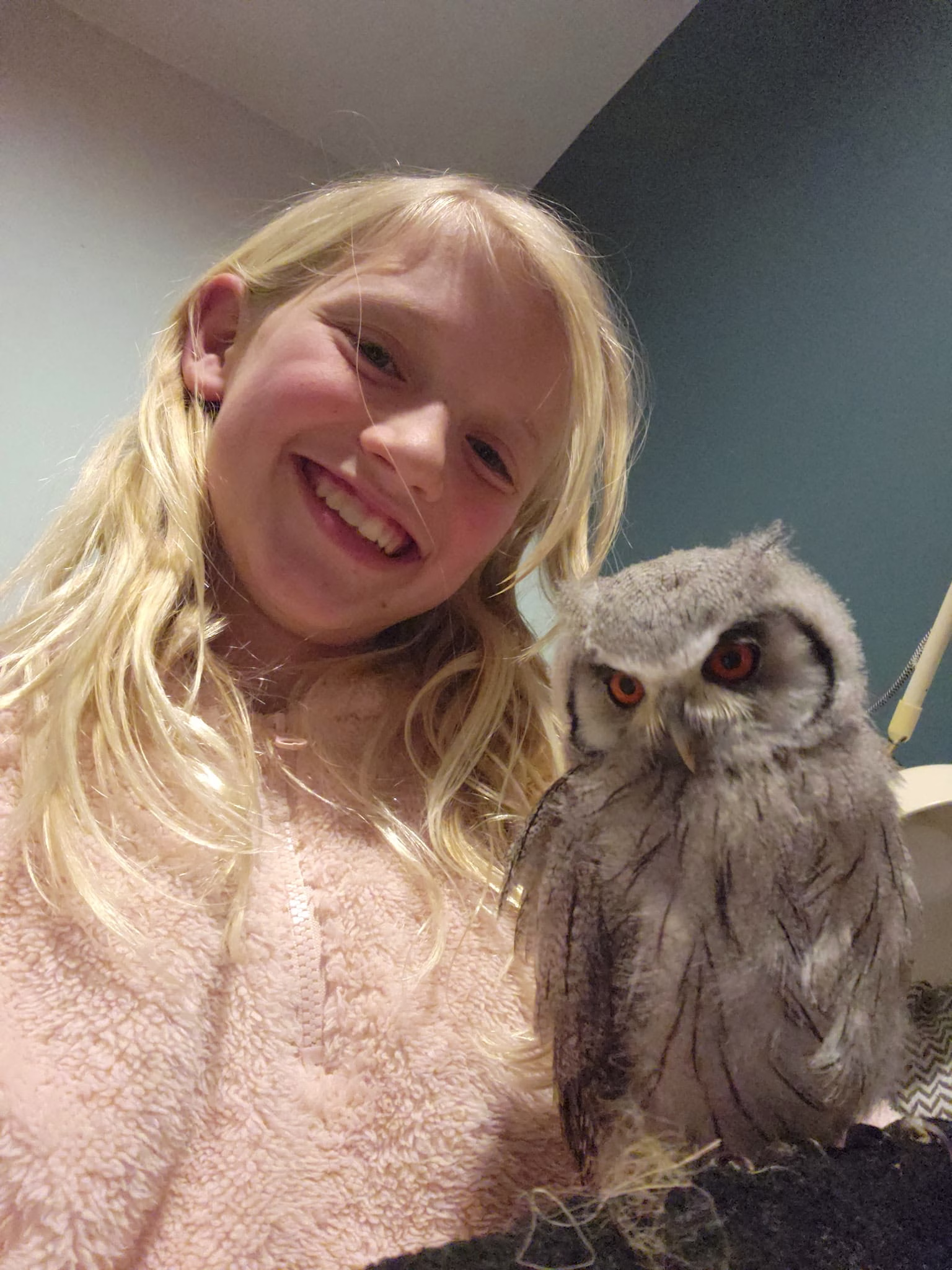 Isla with her White Faced Owl Chesney